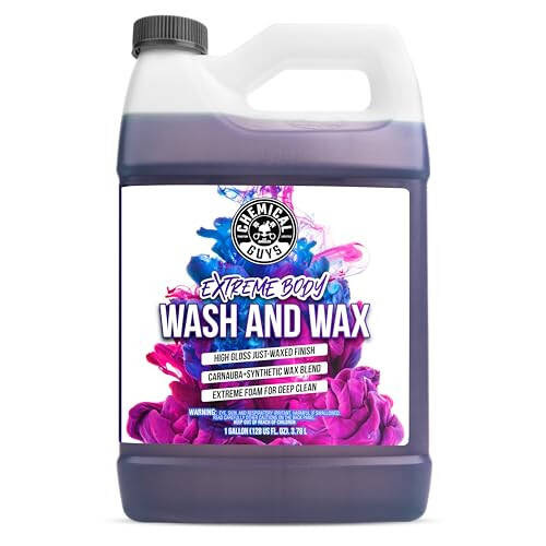 Chemical Guys CWS207 Extreme Bodywash & Wax Foaming Car Wash Soap, (Works with Foam Cannons/Guns or Bucket Washes) For Trucks, Motorcycles, RVs & More, 128 fl oz (1 Gallon), Grape Scent - 6