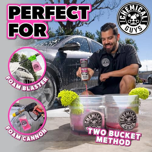 Chemical Guys CWS22164 Mr. Pink Foam Party Wash & Wax (Works with Foam Cannons, Foam Guns or Bucket Washes) Safe for Cars, Trucks, SUVs, Motorcycles, RVs & More, (64 fl oz) Tangerine Scent - 5