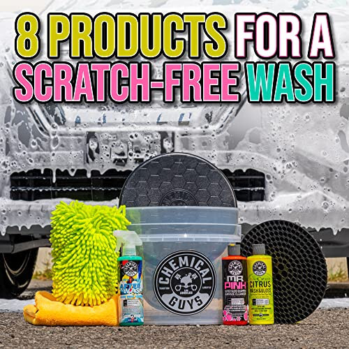 Chemical Guys HOL_128 Car Cleaning Kit, with Car Wash Soap, Car Wash Bucket and 16oz Car Care Cleaning (8 items) - 2