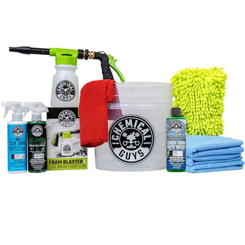 Chemical Guys HOL148 10-Piece Arsenal Builder Car Wash Kit with Foam Gun, Bucket, (4) Towels, Wash Mitt and (3) 16 oz. Car Cleaning Chemicals (Works w/Garden Hose) – 2024 Version - 1