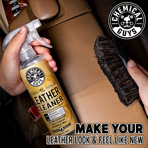 Chemical Guys HOL303 Leather Cleaner and Conditioner Detailing Kit, for Interiors, Apparel, Furniture, Boots, and More (Works on Natural, Synthetic, Pleather, Faux Leather and More), 9 Items, Colorless - 4