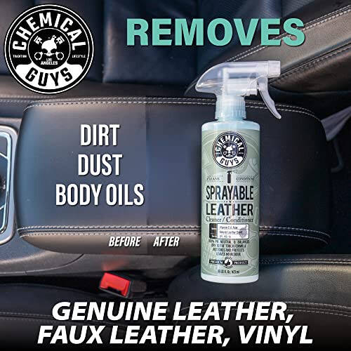 Chemical Guys SPI_103_16 Sprayable Leather Cleaner and Conditioner in One for Car Interiors, Apparel, and More (Works on Natural, Synthetic, Pleather, Faux Leather and More) Leather Scent, 16 fl oz - 3