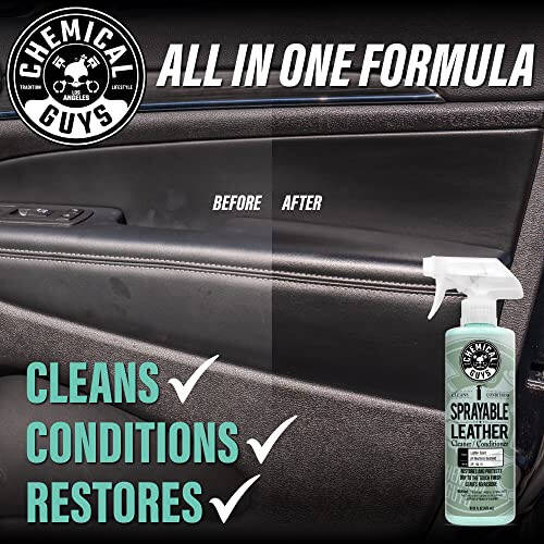 Chemical Guys SPI_103_16 Sprayable Leather Cleaner and Conditioner in One for Car Interiors, Apparel, and More (Works on Natural, Synthetic, Pleather, Faux Leather and More) Leather Scent, 16 fl oz - 4