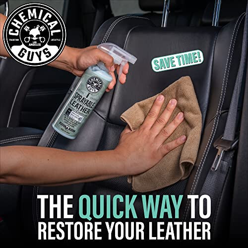 Chemical Guys SPI_103_16 Sprayable Leather Cleaner and Conditioner in One for Car Interiors, Apparel, and More (Works on Natural, Synthetic, Pleather, Faux Leather and More) Leather Scent, 16 fl oz - 5