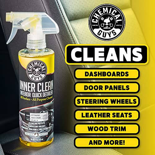 Chemical Guys SPI_663_16 InnerClean Quick Detailer with Pineapple Scent, High Performance Interior and Dashboard Cleaner, Dust Repellent, Easy to Use Non Greasy Formula, 16 fl oz - 6