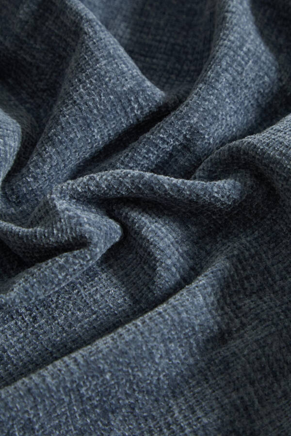 Chenille Blanket Medium-ecru DULL BLUE - 5