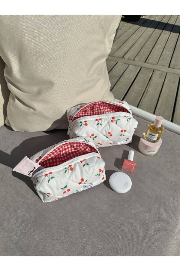 Cherry Pattern Makeup Bag - Large Size - 9