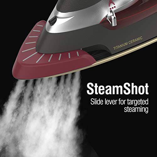 CHI Steam 2-in-1 Steam Iron and Vertical Garment Steamer with Targeted SteamShot for Clothes with Titanium Infused Soleplate, 1200 Watts, 10’ Cord (13108), Medium - 4