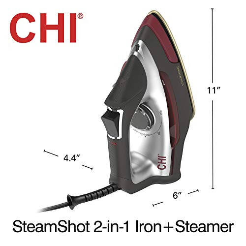 CHI Steam 2-in-1 Steam Iron and Vertical Garment Steamer with Targeted SteamShot for Clothes with Titanium Infused Soleplate, 1200 Watts, 10’ Cord (13108), Medium - 6