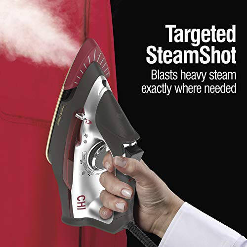 CHI Steam 2'si 1 Arada Buharlı Ütü ve Dikey Giyim Buharlaştırıcı, Hedefli SteamShot ile Giysiler İçin Titanyum Kaplı Taban, 1200 Watt, 10' Kablo (13108), Orta - 2