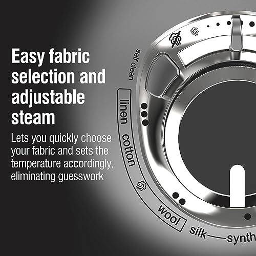 CHI Steam Iron for Clothes with 8’ Retractable Cord, 1700 Watts, 3-Way Auto Shutoff, 400+ Holes, Professional Grade, Temperature Control Dial, Titanium Infused Ceramic Soleplate, Black/Chrome (13109) - 5