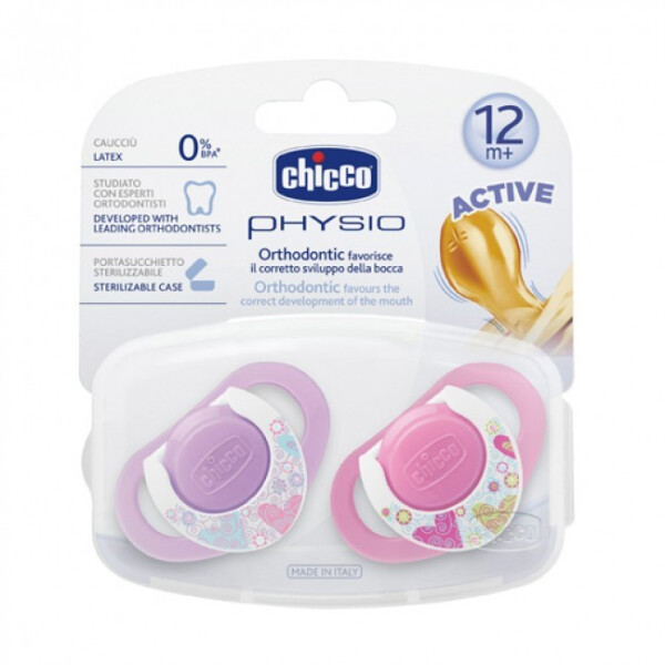 Chicco 2 dona Physio Rezina Emzik 12 oy+ Qizlar uchun - 1