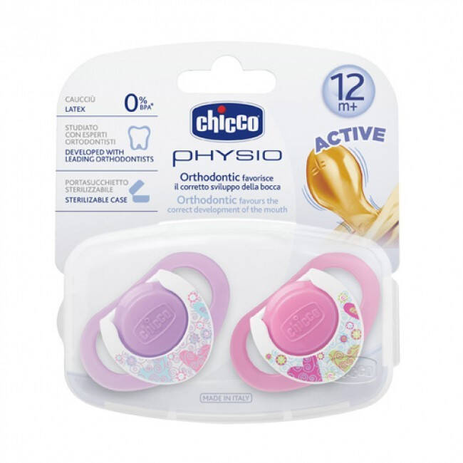 Chicco 2'li Physio Kauçuk Emzik 12 ay+ Kız - 1