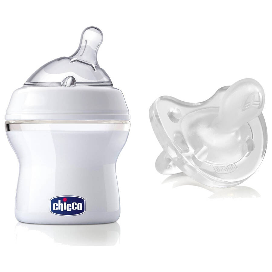 Chicco Natural Feeling Бутылка 150 мл + Физиологическая силиконовая соска Преимущественный набор - 3