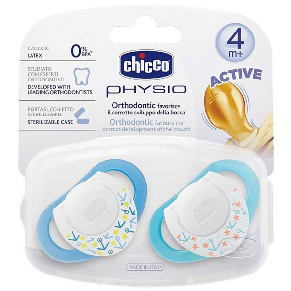 Chicco Physio Rubber Pacifier +4 Months - Blue - 1