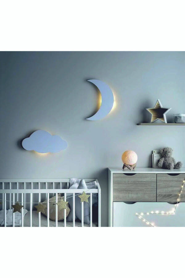 Children's-Baby Room Decorative Cloud and Moon Led Lighting Set 1 - 1