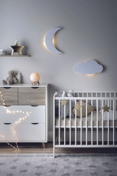 Children's-Baby Room Decorative Cloud and Moon Led Lighting Set - 3