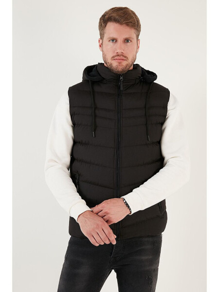 Chiqarib olinadigan kaputli suv va shamolga chidamli Slim Fit puffer yelek 649006 - 14