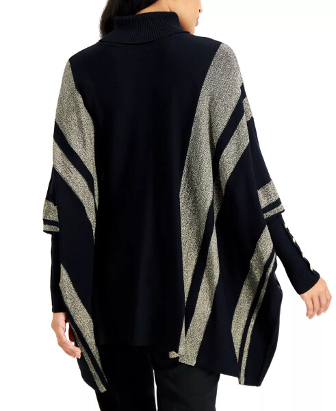 Chiziqli turtlenekli poncho ko'ylagi, Macy's Black Shine uchun yaratilgan - 2