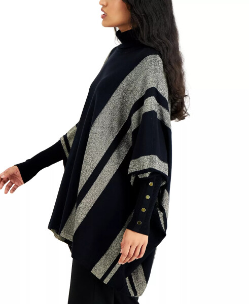 Chiziqli turtlenekli poncho ko'ylagi, Macy's Black Shine uchun yaratilgan - 3