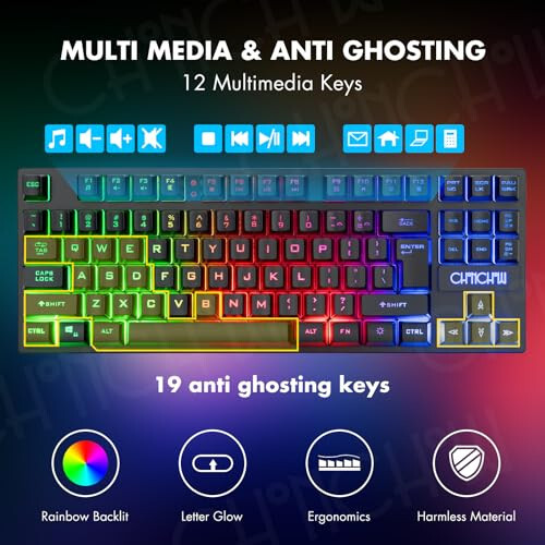 CHONCHOW Wireless Gaming Keyboard and Mouse Combo, Rechargeable 87 Key LED Light Up Keyboard Ergonomic Wireless Gaming Mouse, Backlit Wireless Gaming Mouse and Keyboard for Xbox PS4 PS4 PC Laptop - 4