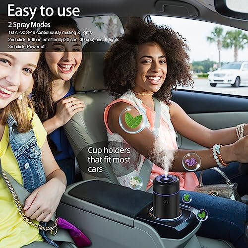 CHOUWEEK Car Diffusers for Essential Oils,USB Car Scent Air Humidifier Diffuser, Small Mini Aroma Diffuser,Aromatherapy oil Defusers, 7Color Changing Light,Auto-off for Car,Home,Travel,Bedroom,Office. - 4