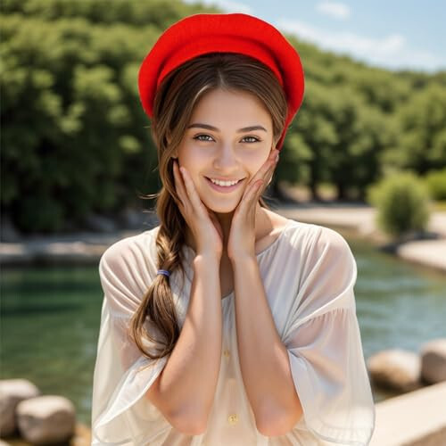 Choyaxo French Beret Hats Solid Classic Beret Hats for Women Girls - 3