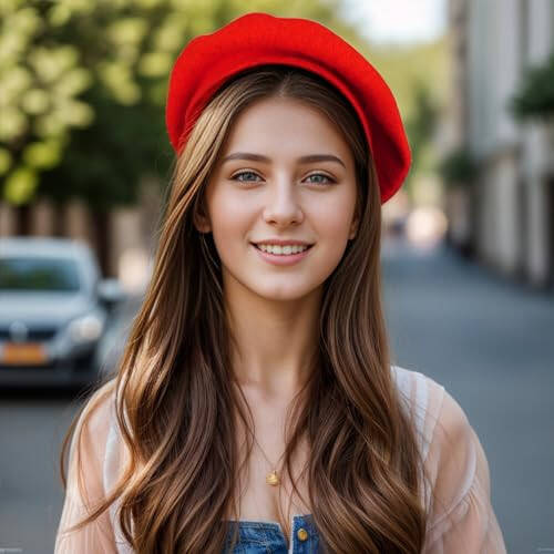 Choyaxo French Beret Hats Solid Classic Beret Hats for Women Girls - 4