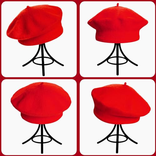 Choyaxo French Beret Hats Solid Classic Beret Hats for Women Girls - 6