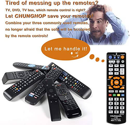 CHUNGHOP Universal IR Learning Remote Control for Smart TV VCR CBL DVD SAT STR-TV CD VCD HI-FI, for All Brands IR Remote 3 in 1 Programmable Controller L336 - 2