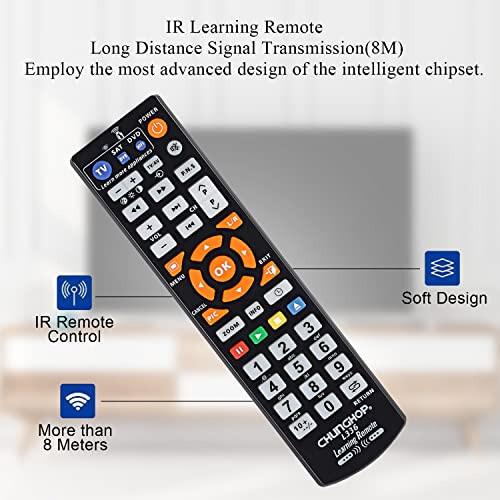 CHUNGHOP Universal IR Learning Remote Control for Smart TV VCR CBL DVD SAT STR-TV CD VCD HI-FI, for All Brands IR Remote 3 in 1 Programmable Controller L336 - 4