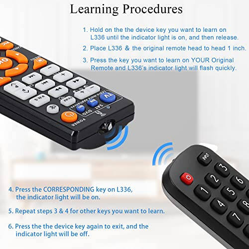 CHUNGHOP Universal IR Learning Remote Control for Smart TV VCR CBL DVD SAT STR-TV CD VCD HI-FI, for All Brands IR Remote 3 in 1 Programmable Controller L336 - 5