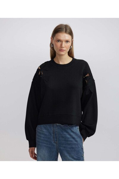 Çiçek aplikeli sweatshirt - 8