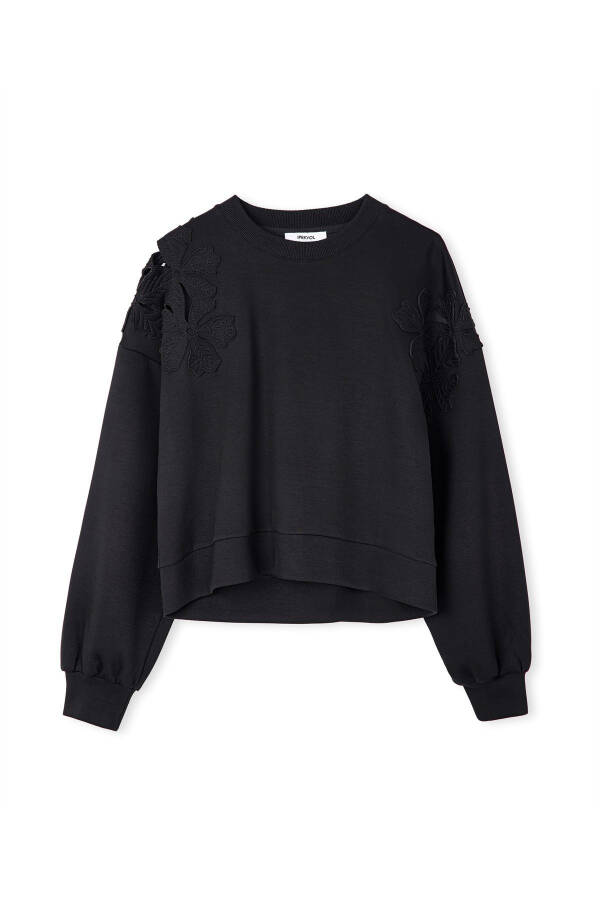 Çiçek aplikeli sweatshirt - 10