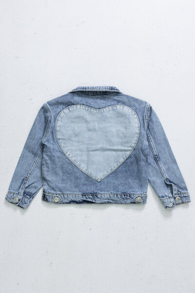 Cichlid Back Heart Pattern Jean Jacket Girl's Denim Jacket - 1