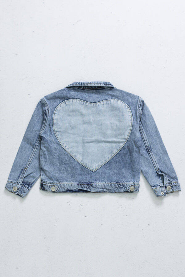 Cichlid Back Heart Pattern Jean Jacket Girl's Denim Jacket - 1