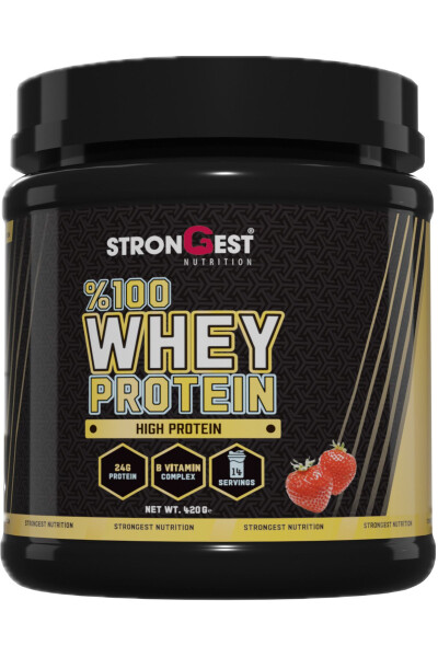 Çilekli Aromalı %100 Whey Protein Tozu, 420 Gr, 14 Servis - 1