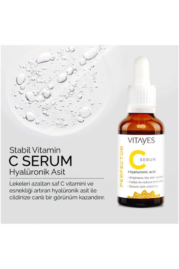 Cilt Tonu Eşitleyici Leke Karşıtı C Vitamini %10 Hyalüronik Asit Aydınlatıcı Nemlendirici Cilt Serum - 6