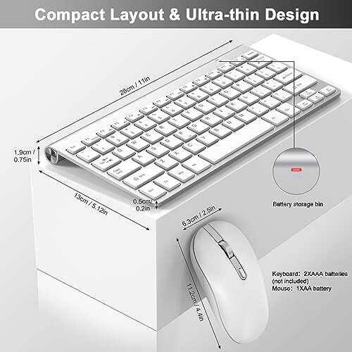 Cimetech Kablosuz Klavye ve Fare Kombosu, [Makas Anahtarı] [Ultra İnce] Windows, Bilgisayar, PC, Dizüstü Bilgisayar, Mac, MacBook İçin Kablosuz Bilgisayar Klavyesi ve Faresi - Gümüş - 2