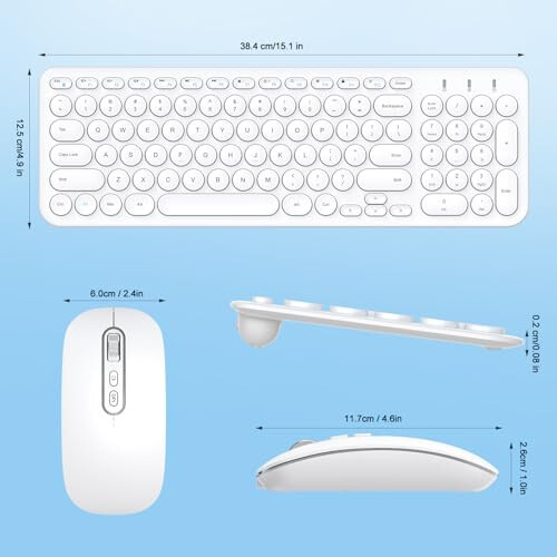 Cimetech Wireless Keyboard and Mouse Combo, [Rechargeable keyboard and mouse][Silent Scissor Switch Key][Ultra Slim]Wireless Computer Keyboard and Mouse for Laptop, PC, Computer, Mac, Windows - White - 2