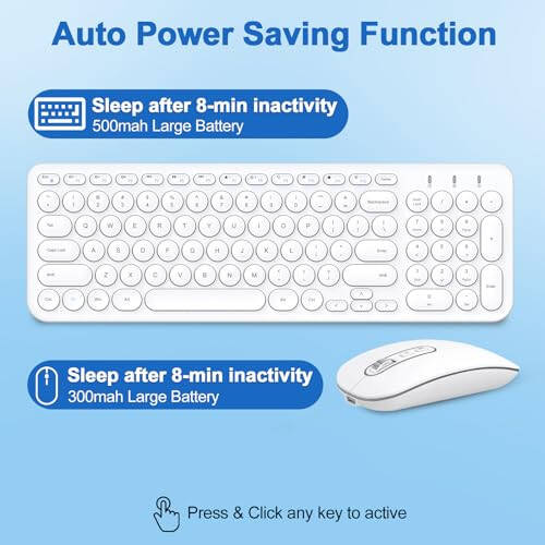 Cimetech Wireless Keyboard and Mouse Combo, [Rechargeable keyboard and mouse][Silent Scissor Switch Key][Ultra Slim]Wireless Computer Keyboard and Mouse for Laptop, PC, Computer, Mac, Windows - White - 6