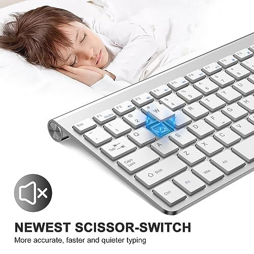 Cimetech Wireless Keyboard and Mouse Combo, [Scissor Switch Key] [Ultra Slim] Wireless Computer Keyboard and Mouse for Windows, Computer, PC, Laptop, Mac, MacBook - Silver - 3