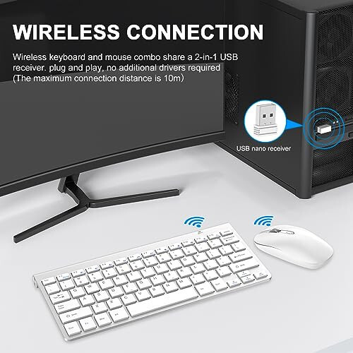 Cimetech Wireless Keyboard and Mouse Combo, [Scissor Switch Key] [Ultra Slim] Wireless Computer Keyboard and Mouse for Windows, Computer, PC, Laptop, Mac, MacBook - Silver - 4