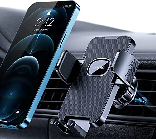 CINDRO Phone Holder Car [Upgrade Clip Never Fall] Car Phone Holder Mount Automobile Air Vent Hands Free Cell Phone Holder for Car Fit for All Car Mount for iPhone Android Smartphone - 1