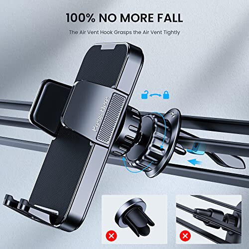 CINDRO Phone Holder Car [Upgrade Clip Never Fall] Car Phone Holder Mount Automobile Air Vent Hands Free Cell Phone Holder for Car Fit for All Car Mount for iPhone Android Smartphone - 2