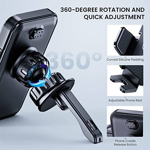 CINDRO Phone Holder Car [Upgrade Clip Never Fall] Car Phone Holder Mount Automobile Air Vent Hands Free Cell Phone Holder for Car Fit for All Car Mount for iPhone Android Smartphone - 4