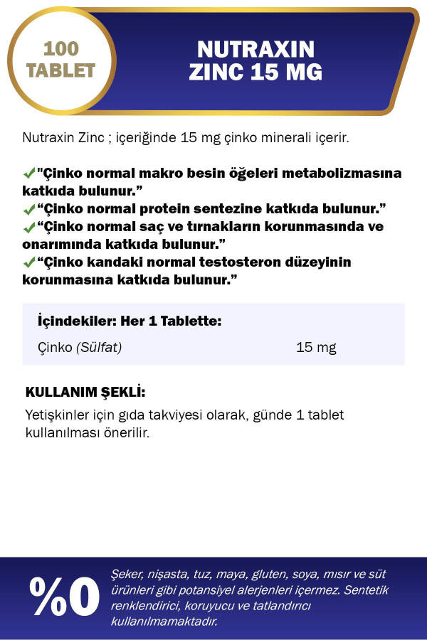 Çinko Sülfat 15 Mg 100 Tablet - 2