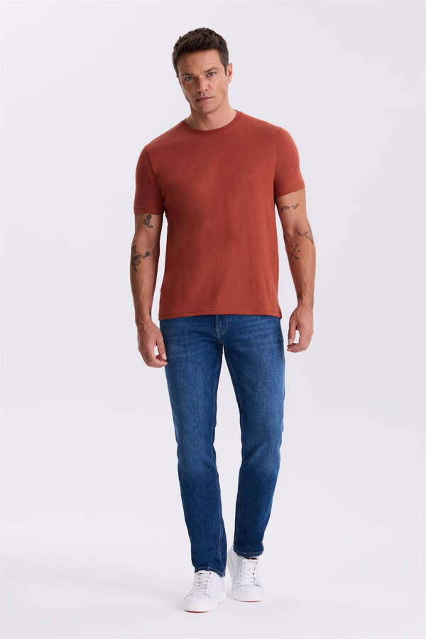 Cinnamon 100% Cotton Slim Fit Crew Neck Basic T-Shirt - 2