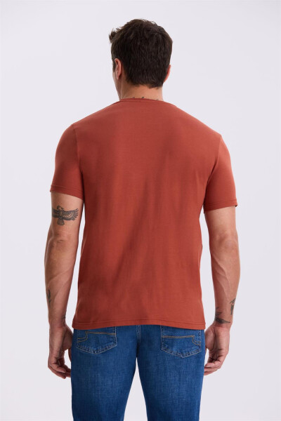 Cinnamon 100% Cotton Slim Fit Crew Neck Basic T-Shirt - 3