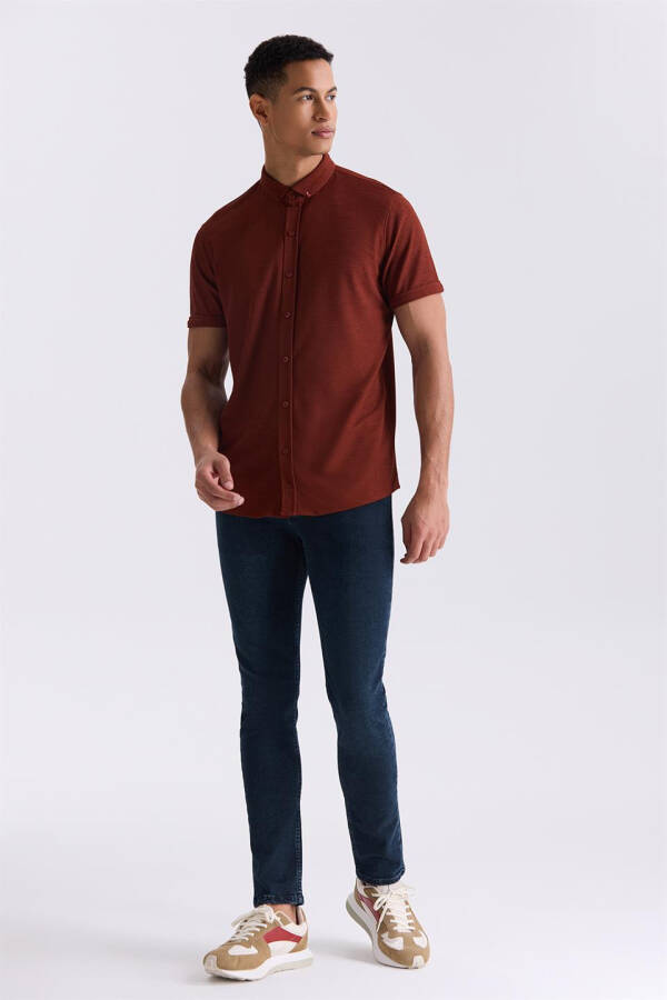 Cinnamon Slim Fit Button-Up T-Shirt - 2